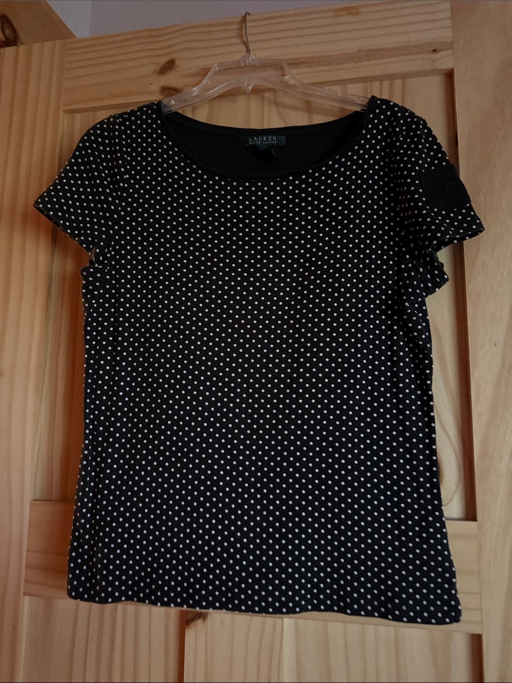 Lauren Ralph Lauren Black Polka Dot Short Sleeve Tee